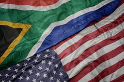 Flag of united states of america and national flag of south africa