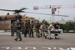 Injured soldier being evacuated to Sheba hospital for treatment