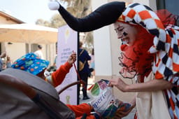 People wearing costumes celebrate the jewish holiday of Purim in Tel Aviv, March 15, 2025.