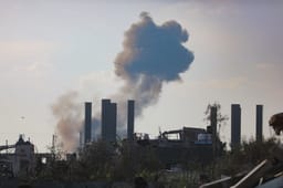 Smoke rises after an Israeli air strike in Gaza city, March 18, 2025. 