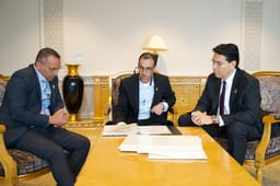 Eli Sharabi and Danny Danon before the UN meeting