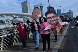 Relatives of Israelis held hostage by Hamas terrorists in Gaza and supporters protest for their release, in Tel Aviv, March 20, 2025. 