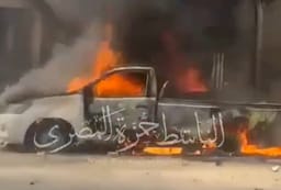 Burning jeep in Gaza