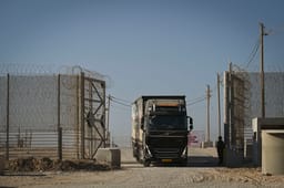Trucks at Erez crossing.
