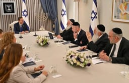 Haredi leaders speaking with President Herzog.