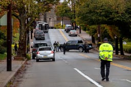Police outside a Synagogue