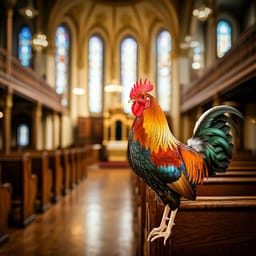 Rooster in a shul