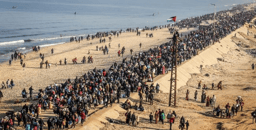 Gazans on the beach