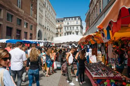  Hundreds of people walking on the street of Strasbourg during the Grande Braderie 