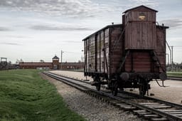 View of Auschwitz concentration camp in Oswiecim, a complex of concentration and extermination camps operated by Nazi Germany in occupied Poland during World War II and the Holocaust 