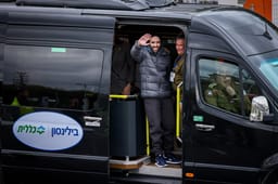 A military helicopter with released hostage Tal Shoham arrive at the Rabin Medical Center in Petah Tikva, February 22, 2025. 