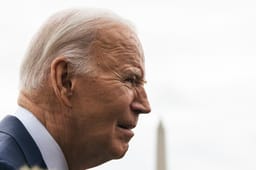  WASHINGTON, DC, USA - January 31, 2024: U.S. President Joe Biden speaks to reporters before departing on Marine One