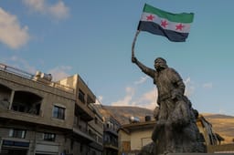 The Syrian opposition flag in Majdal Shams, in the Golan Heights, December 8, 2024. 
