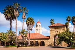Stanford University campus with Hoover Tower in the background