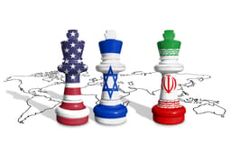 Chess made from USA,Israel and Iran flags
