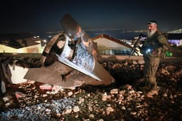 Rescue forces at the scene where a missile launched from Iran fell in the city of Tzfat. June 16, 2025. 