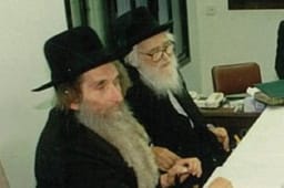 Rav Elazar Menachem Man Shach and Rav Aharon Leib Shteinman zt”l, together in 1989 