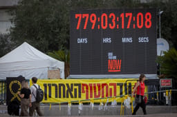 Visitors at Hostage Square in Tel Aviv. Hamas terrorists are still holding the bodies of three hostages in Gaza. November 24, 2025. 