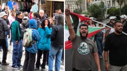 Pro-Palestinian protestors attacking Israeli passengers