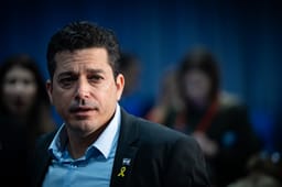 Amichai Chikli, Minister of Diaspora Affairs and Combating Antisemitism attends a conference organized by the Ministry of Diaspora Affairs, at the International Convention Center in Jerusalem on March 27, 2025.
