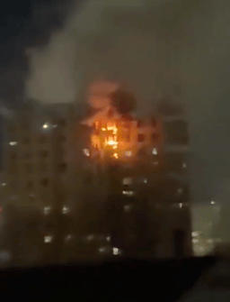 Illustrative: an exploding building.
