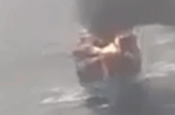 Cargo Ship on Fire Off UAE Coast