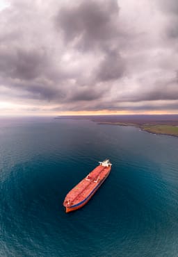 Aerial drone footage of the sanctioned Russian "shadow fleet" tanker "Kairos" near the Bulgarian Black Sea coast.