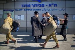 Haredi Jews en route to anti-draft protest, October 30, 2025