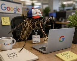 Mosquitos work for Google now. Illustration.