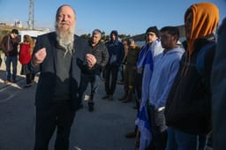 Rabbi Eitan Shnerb, father of late 17-year-old Israeli girl Rina Shnerb Hy"d, seen outside the Israel's Ofer military court near the West Bank city of Ramallah on February 6, 2023.