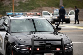 Los Angeles Police Department units respond to the scene of an incident.