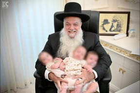 Rabbi Cohen with the triplets