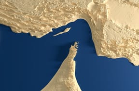 Relief map of Strait of Hormuz