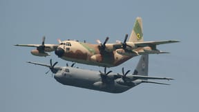 Israeli Hercules transport planes at Independence Day flyover, yesterday