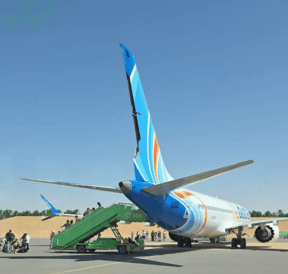 Damaged tail of FlyDubai plane