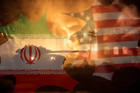 Iran vs USA (war concept)