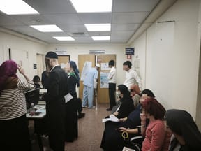 Waiting to vote at Ma'ayanei HaYeshua Hospital