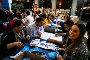 Counting double envelopes at the Knesset. Archive