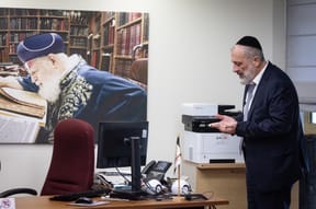 Aryeh Deri in the Shas faction room in the Knesset