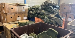 Ceramic vests in emergency warehouses.