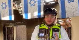 The menorah found among the ruins of Kibbutz Nir Oz.