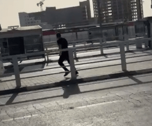 The fleeing terrorist just before being gunned down.