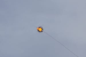 Intercepted rocket. Illustration.