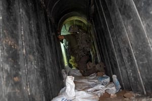 IDF soldiers going through Hamas tunnels.