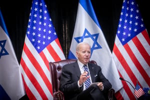 Israeli Prime Minister Benjamin Netanyahu meets with United States President Joe Biden in Tel Aviv, October 18, 2023.