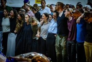 Family and friends of Israeli soldier Senior Staff Sergeant Major Elon Waiss attend his funeral at the Mount Herzl Military Cemetery in Jerusalem on June 16, 2024.  