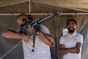Bedouins visit an IDF fair in the Bedouin town of Rahat, as part of Israel's 75th Independence Day celebrations, on April 26, 2023. 