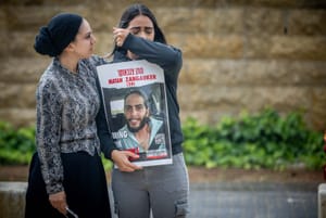 Families of Israelis held hostage by Hamas terrorists during a protest in Jerusalem, May 6, 2024.