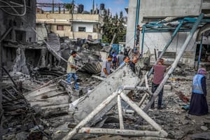 Aftermath of IDF strike on UNRWA school area. Archive.