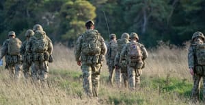 British troops. Illustration.